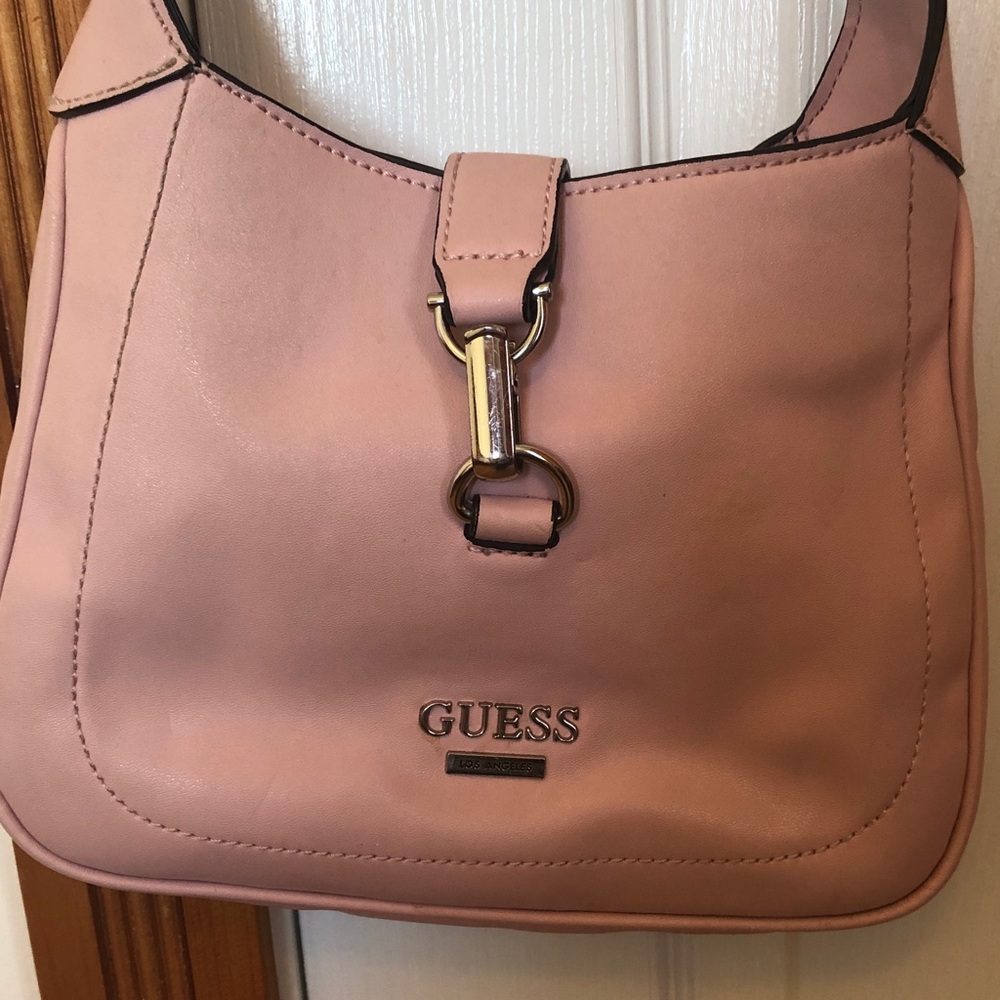 GUESS Blush Pink Shoulder Bag with Polished Hardware